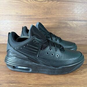 Jordan Max Aura 5 Black Leather Sneakers Men’s Size 10 Triple Black Shoes